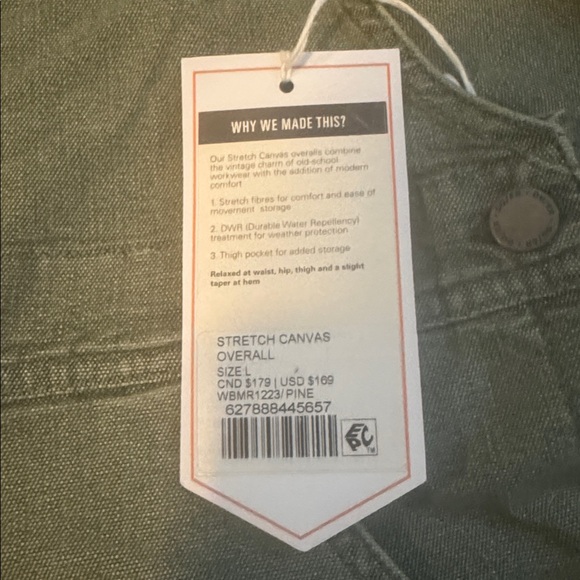 Duer stretch canvas overalls women’s large green brand new with tags - Picture 2 of 4
